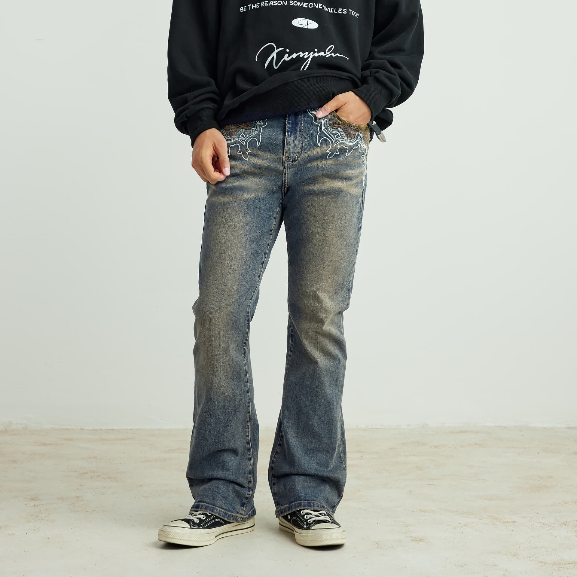 Штаны XINYINSU 25FW Джинсы Унисекс Парный - изображение 3