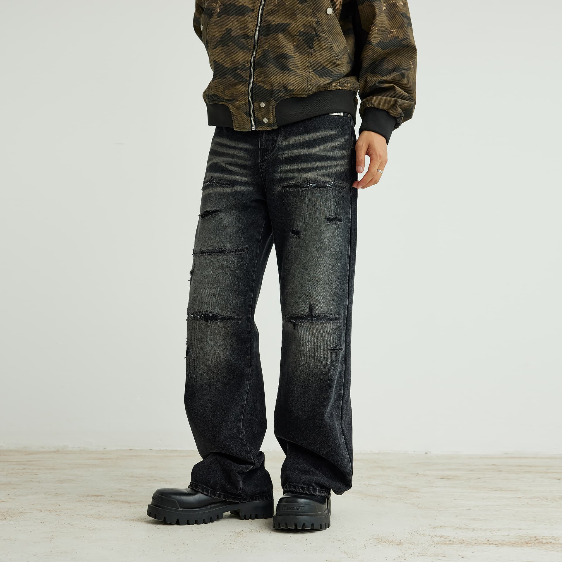 Штаны XINYINSU Black Gray Color Мужской Джинсы - изображение 5