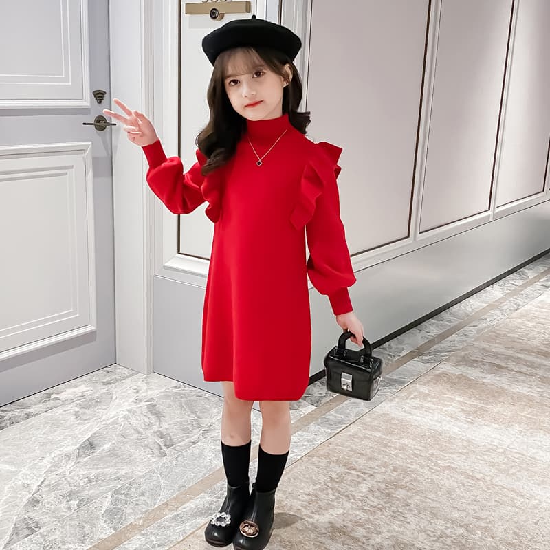 ATONGMU Red One Piece С флисовой подкладкой Детские платья - изображение 2