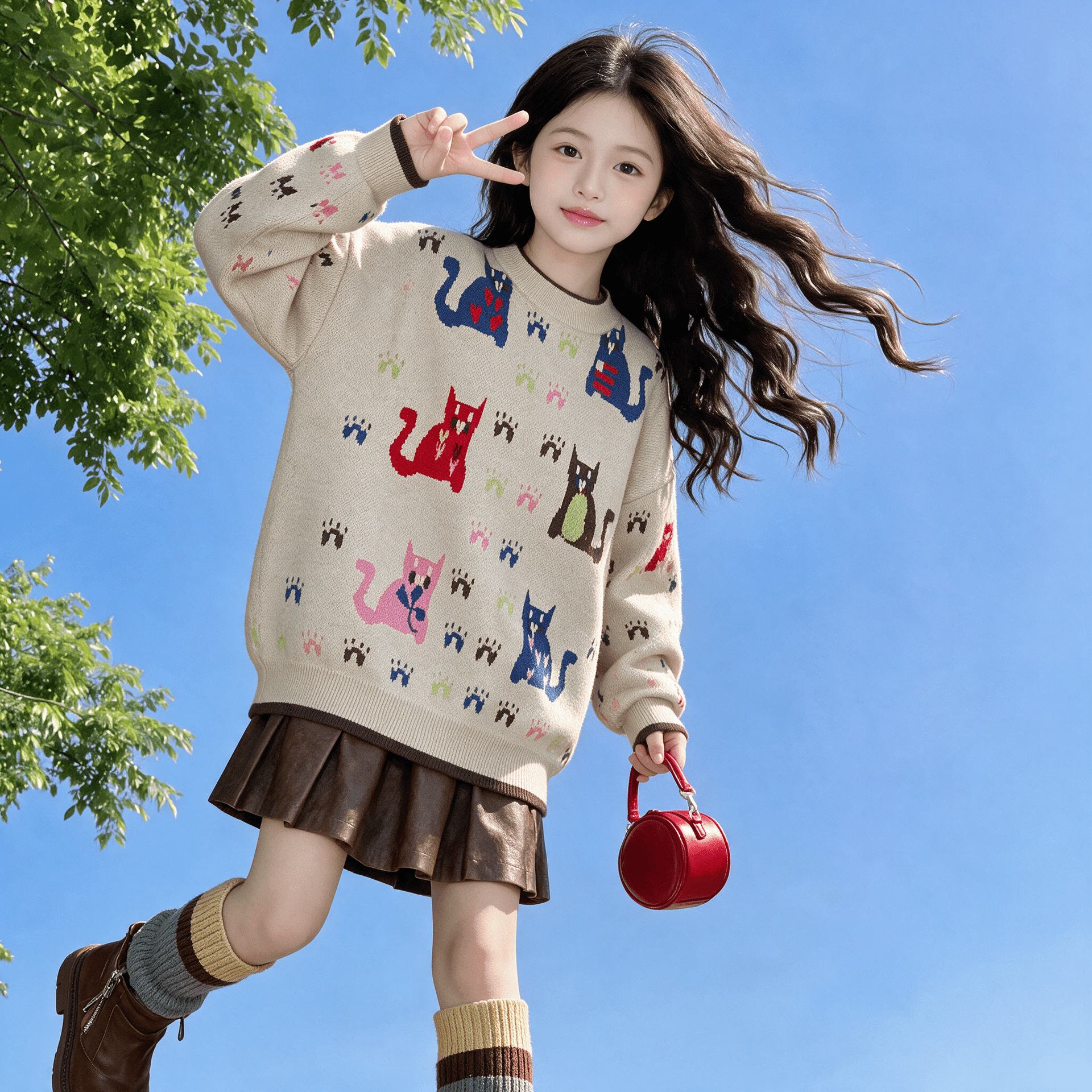 ATONGMU Многоцветный Кошка Kids Свитеры - изображение 5