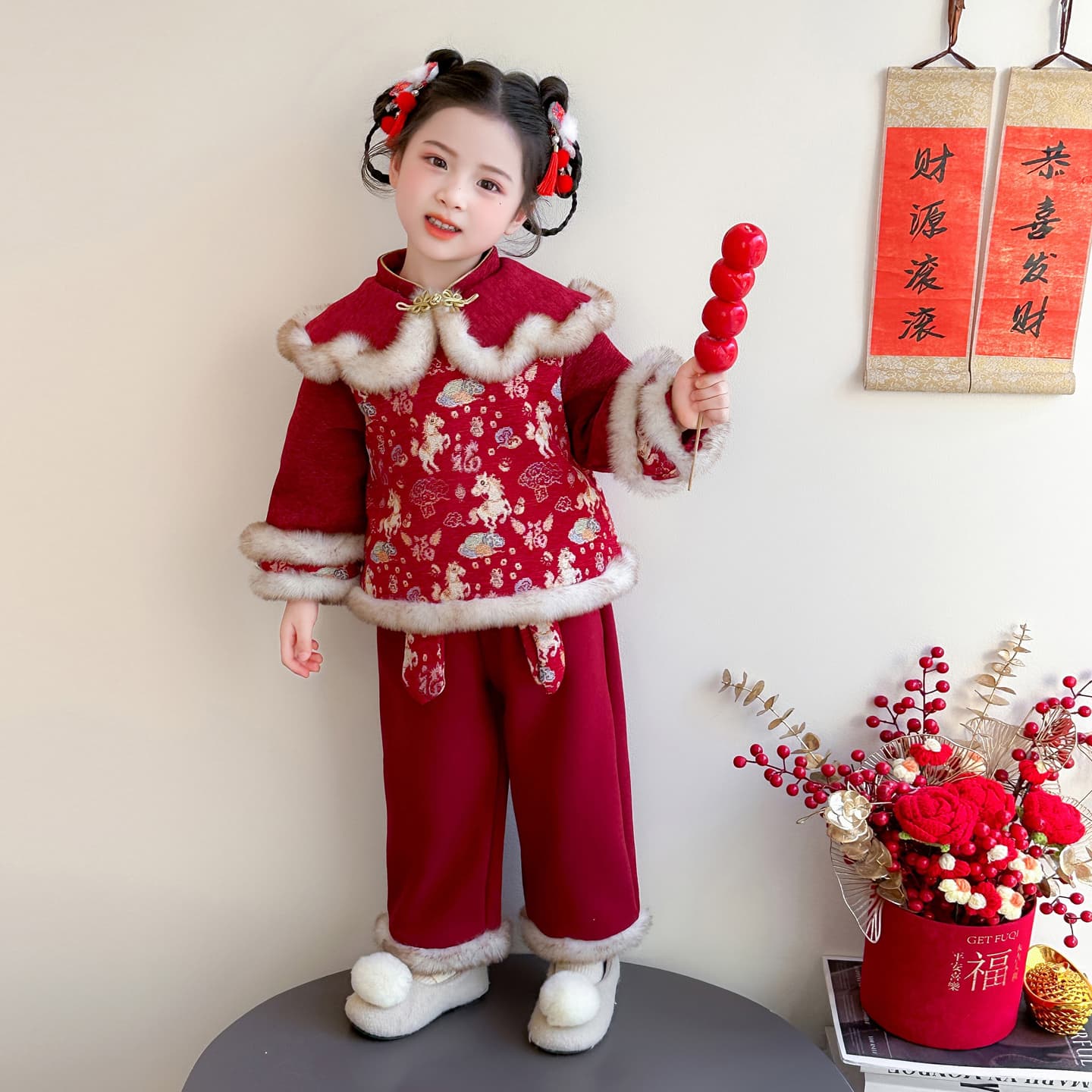 ATONGMU Красный Kids Традиционные китайские костюмы - изображение 3