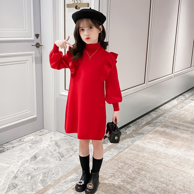 ATONGMU Red One Piece С флисовой подкладкой Детские платья - изображение 3