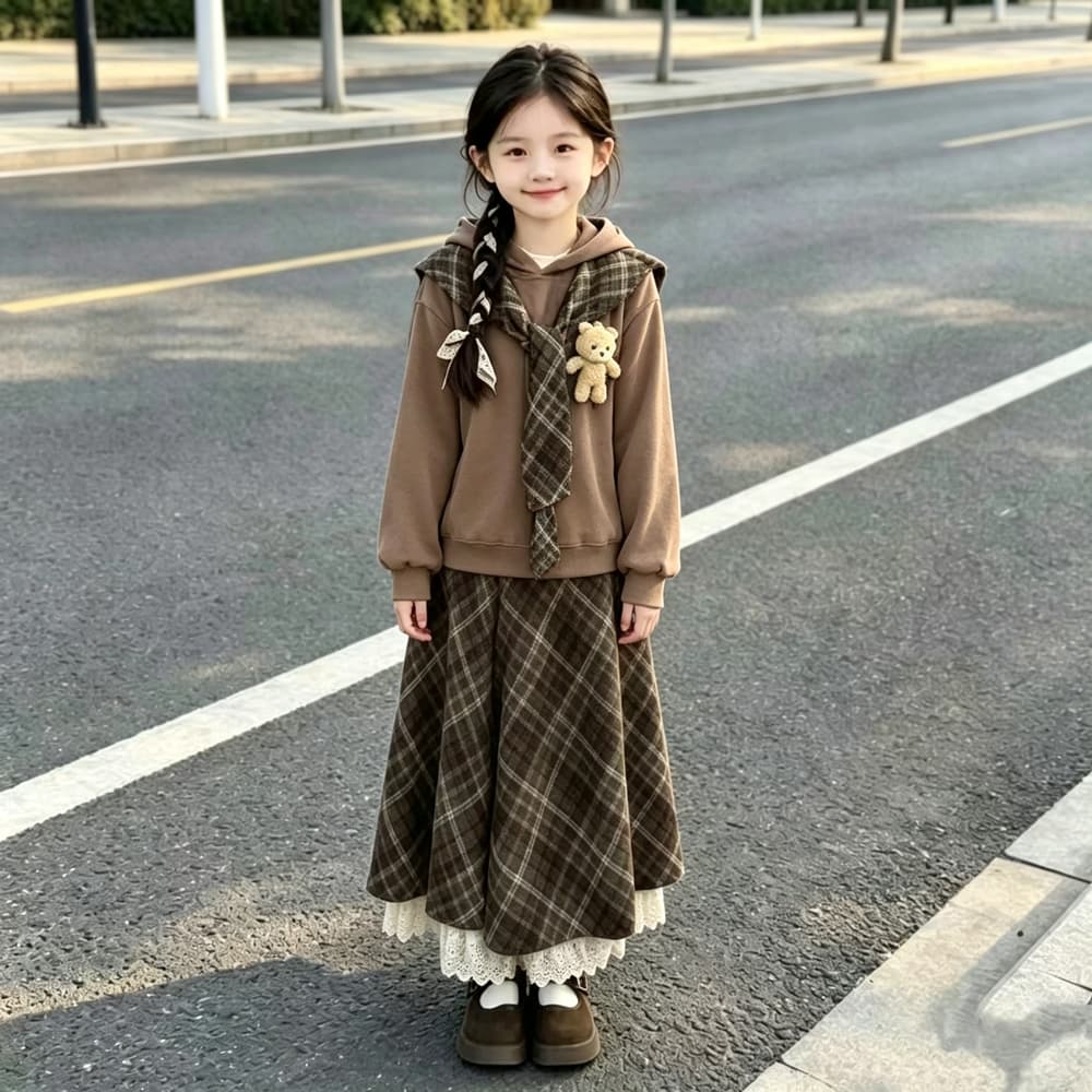 ATONGMU Шаль Платье-толстовка Малыш Кукла Kids Комплекты с юбкой - изображение 4