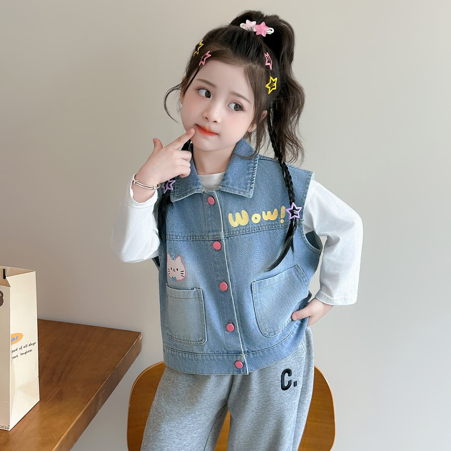 ATONGMU Мультяшный Кошка Kids Жилеты - изображение 4