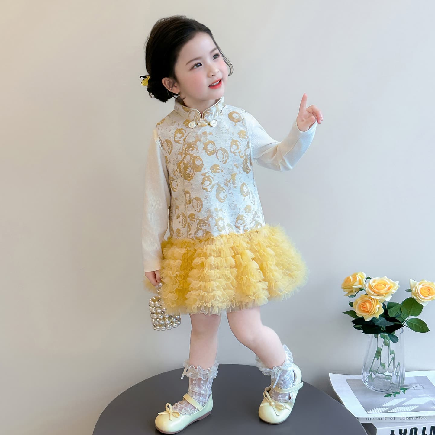ATONGMU Желтый Kids Ципао - изображение 2
