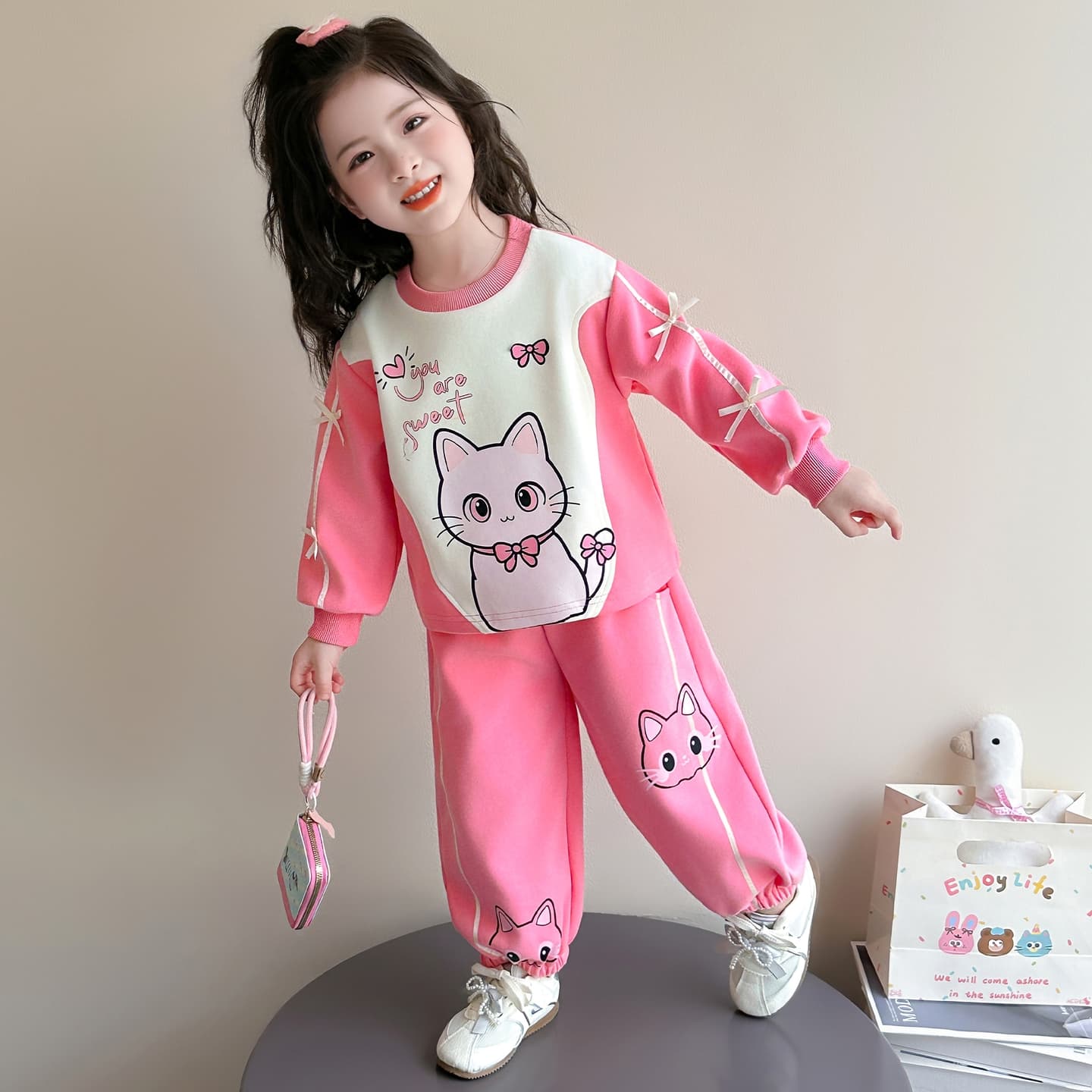 ATONGMU Розовый Kids Повседневные спортивные костюмы Наборы - изображение 5
