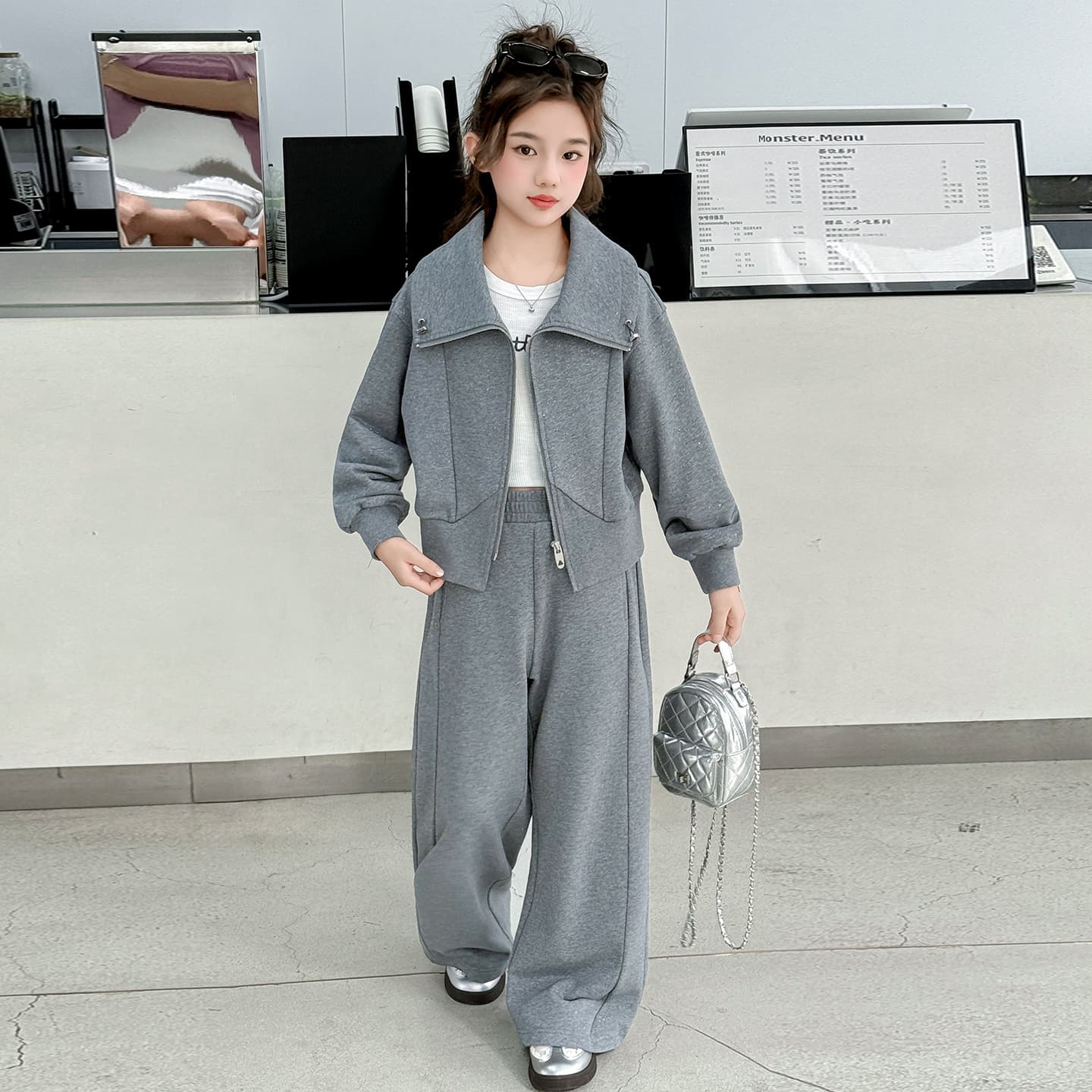 ATONGMU Серый комплект Kids Повседневные спортивные костюмы Наборы - изображение 5