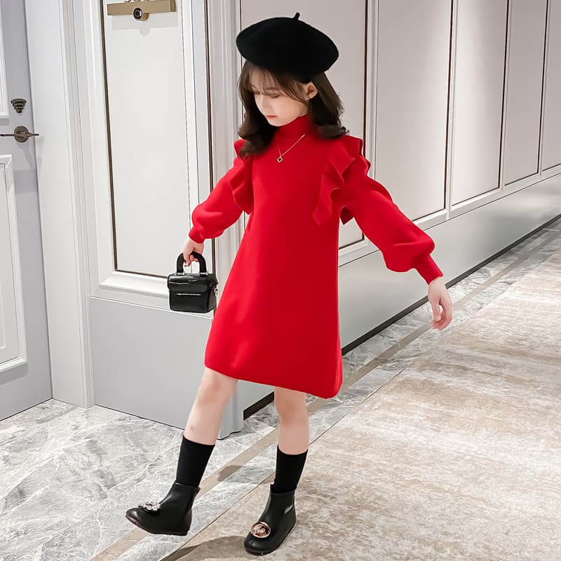 ATONGMU Red One Piece С флисовой подкладкой Детские платья - изображение 5