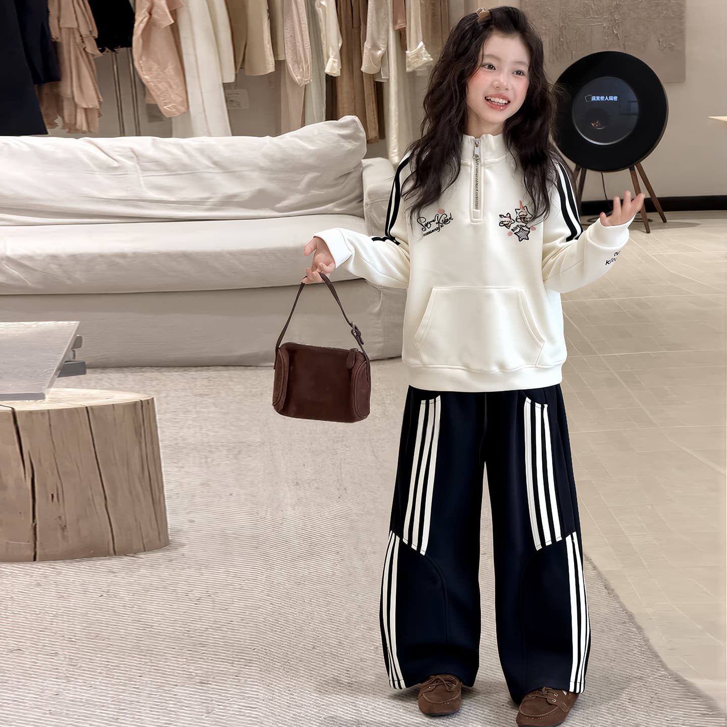 ATONGMU Stripe Свитшот Набор волшебных цветов Kids Повседневные спортивные костюмы Наборы - изображение 2