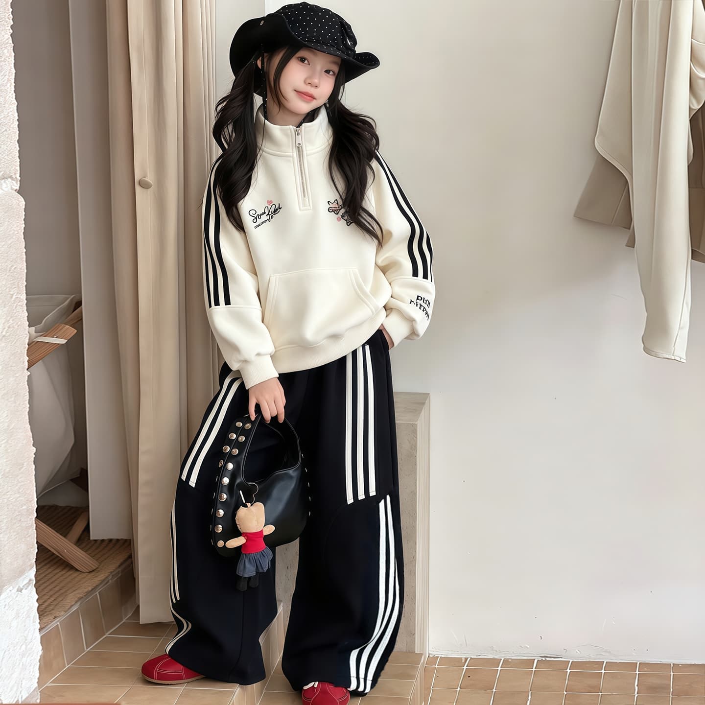 ATONGMU Stripe Свитшот Набор волшебных цветов Kids Повседневные спортивные костюмы Наборы - изображение 4