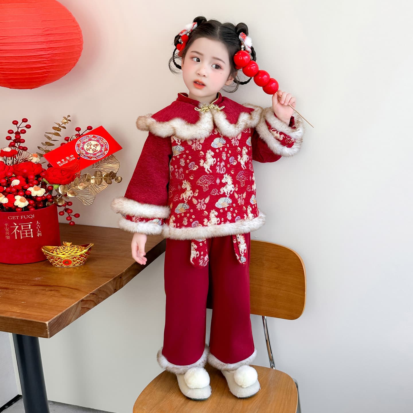 ATONGMU Красный Kids Традиционные китайские костюмы - изображение 5
