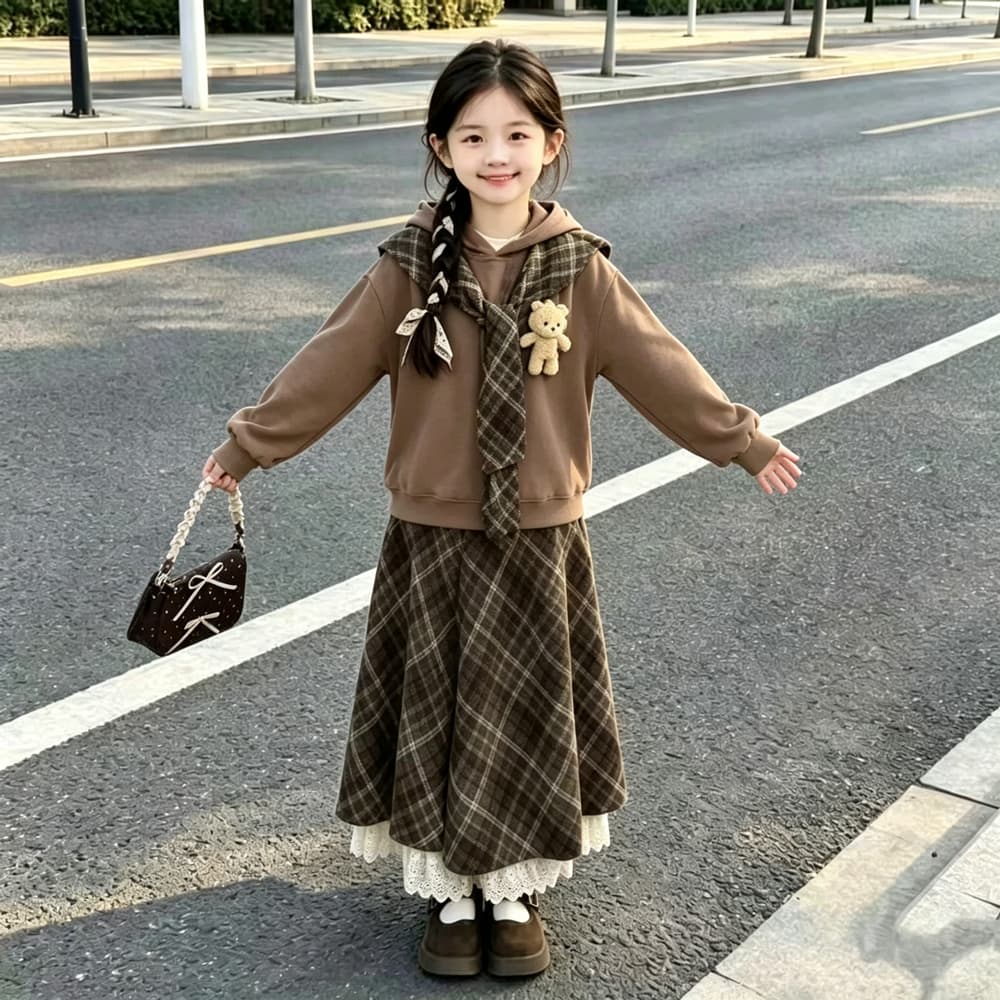 ATONGMU Шаль Платье-толстовка Малыш Кукла Kids Комплекты с юбкой - изображение 3