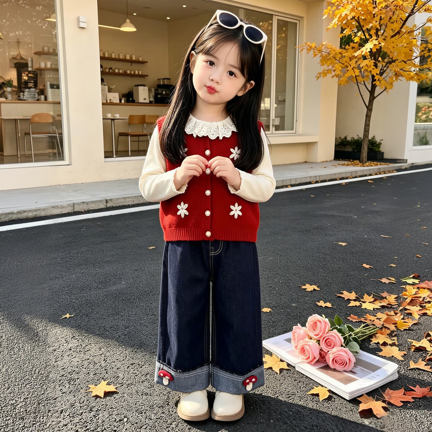 ATONGMU Красный ТРИ Штуки Набор Магических Цветов Kids Повседневные Спортивные Костюмы Наборы - изображение 2