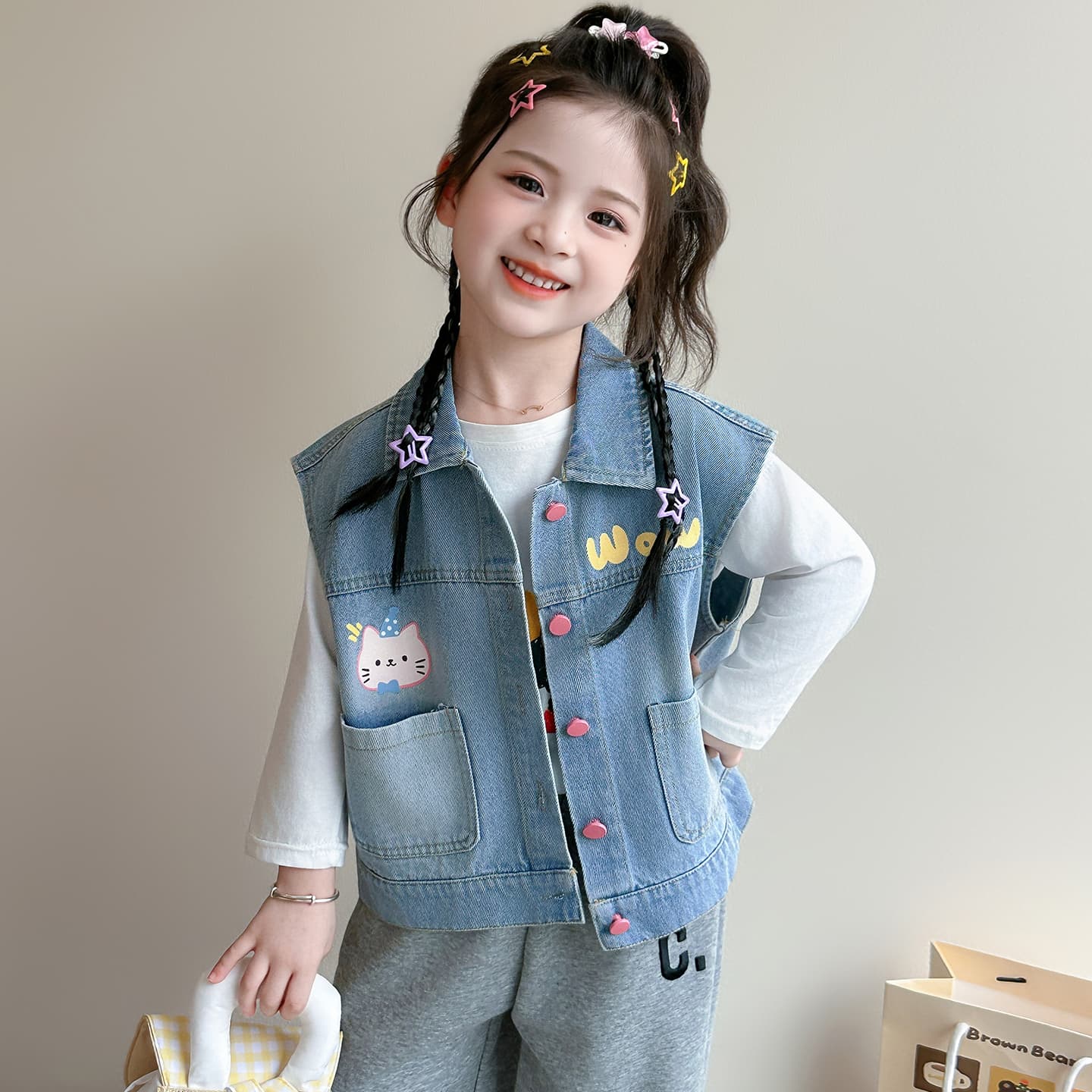 ATONGMU Мультяшный Кошка Kids Жилеты - изображение 5