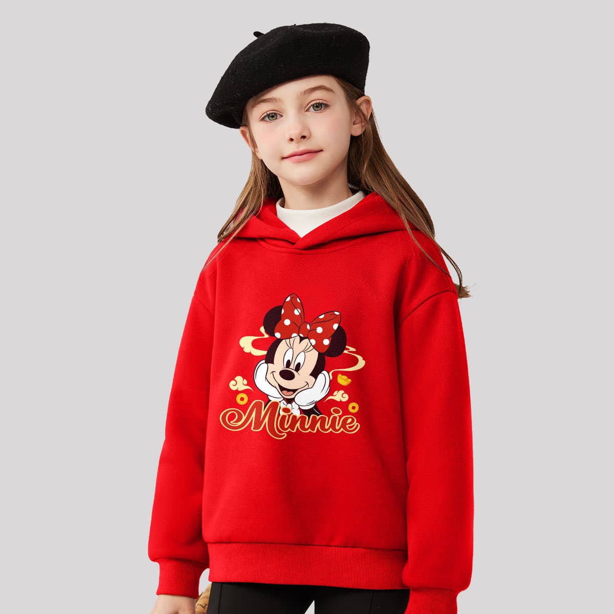 Disney Толстовка с флисовой подкладкой капюшоном свободным кроем модное весеннее красное детское - изображение 2