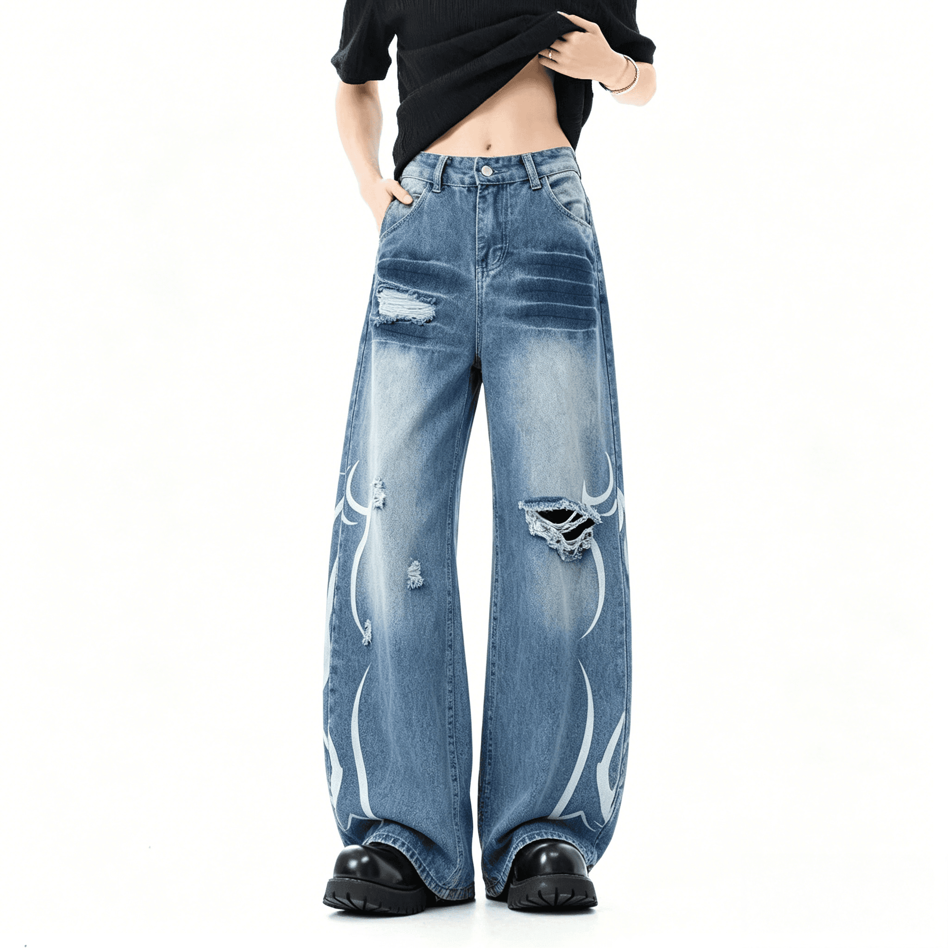 Штаны BOBBY ABLEY Blue Unisex Jeans - изображение 4