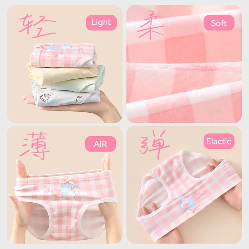 MIIOW 4 пачки Розовый+Зеленый+Синий+Абрикос Kids нижнее белье - изображение 2