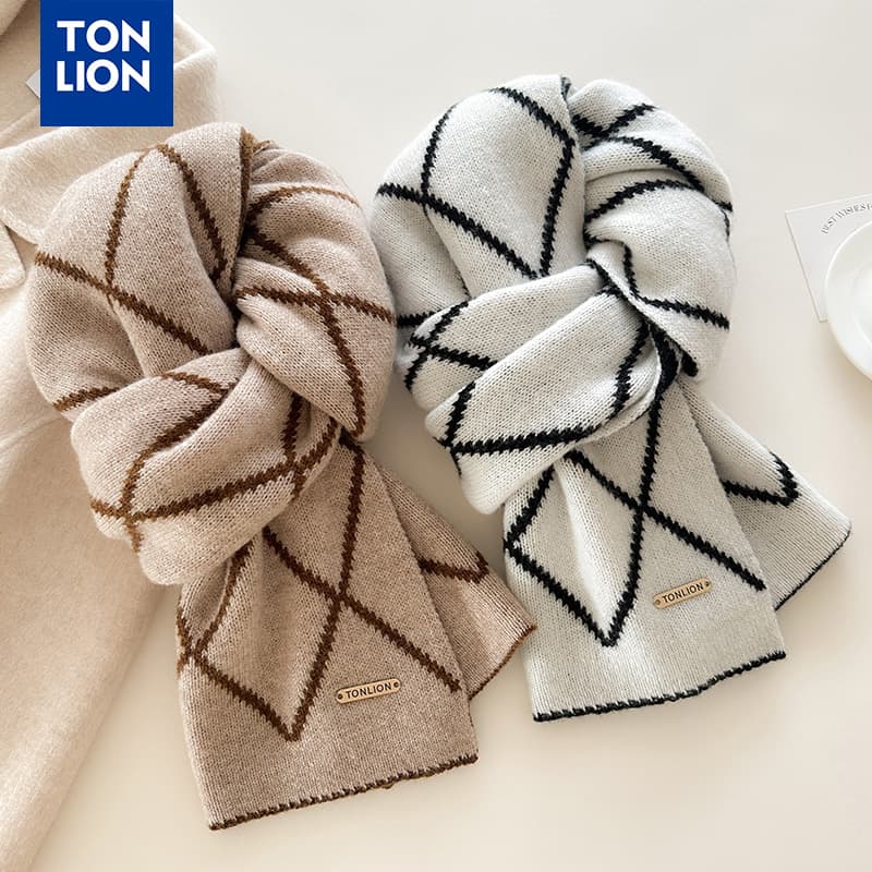 Шарф Шарфы из овечьей шерсти Tonlion Knit Unisex - изображение 7