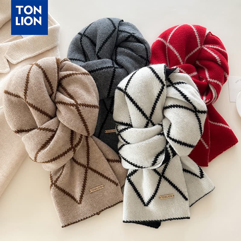 Шарф Шарфы из овечьей шерсти Tonlion Knit Unisex - изображение 6