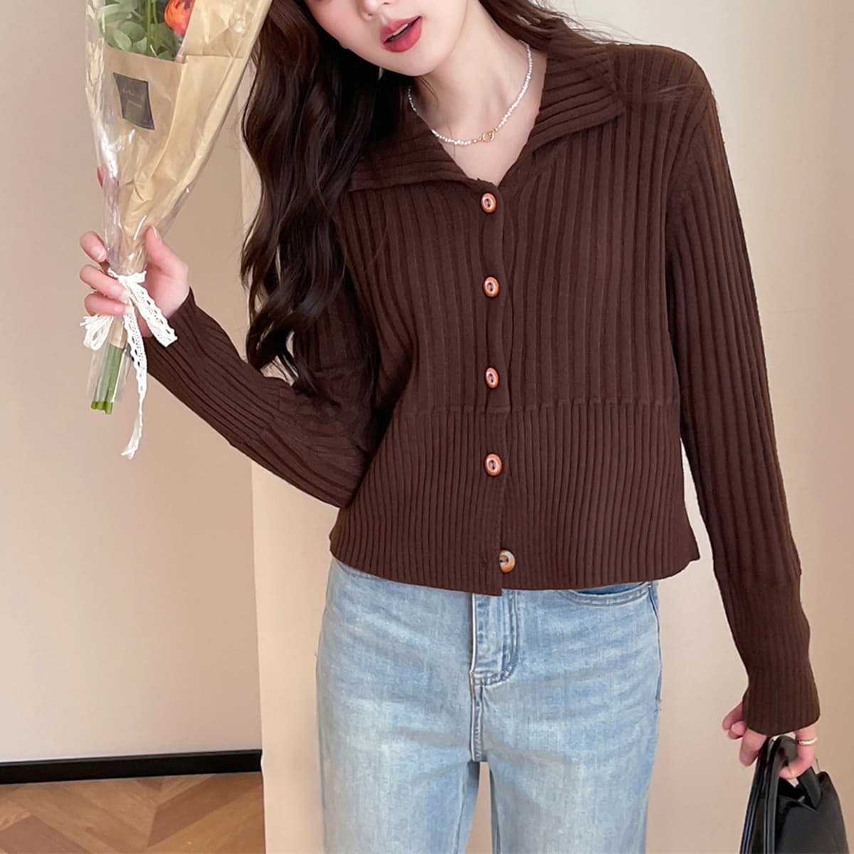 Кофта Tonlion Трикотаж Женский Кофейный - изображение 4
