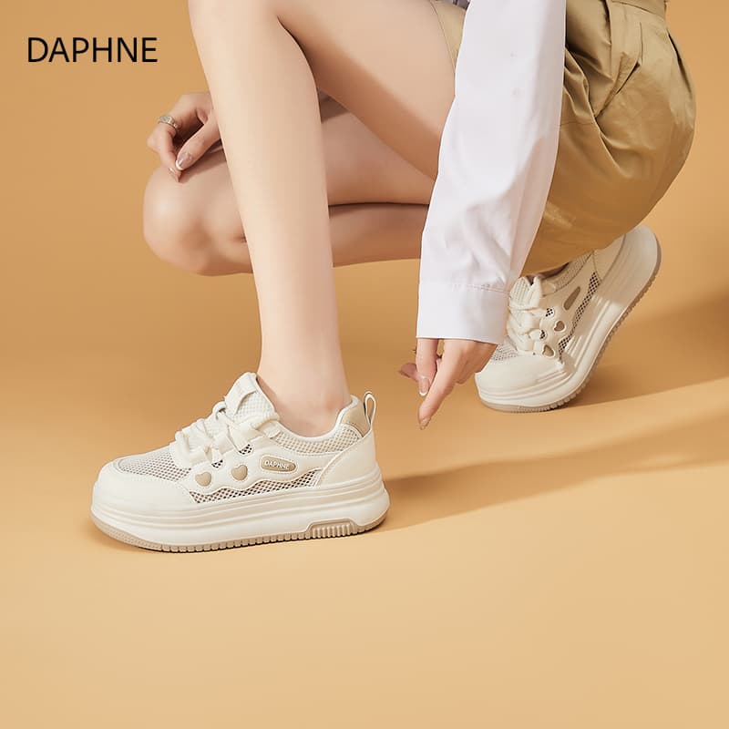 Кроссовки DAPHNE Кеды для скейтбординга Low Топ Бежево-абрикосовый Женские - изображение 5