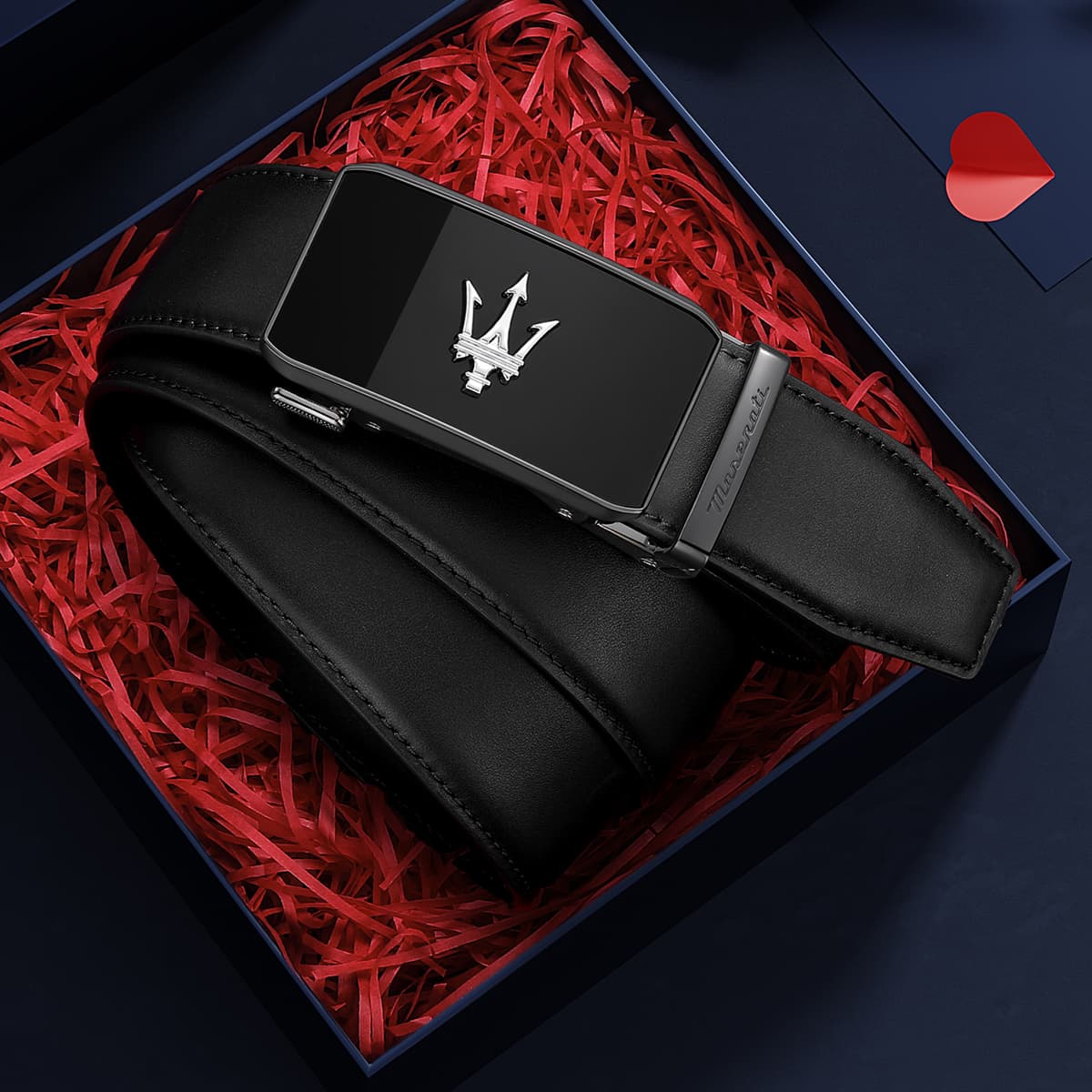 Ремень Maserati Ремни из коровьей кожи Мужские Черные Ширина 3,5 см - изображение 11