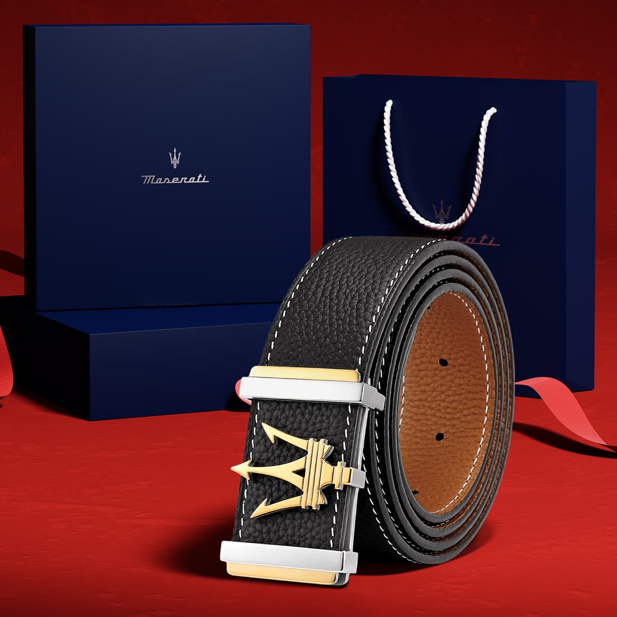 Ремень Maserati Коровья кожа Нержавеющая сталь Кожаные ремни Мужской Ширина корпуса 3,4 см - изображение 3
