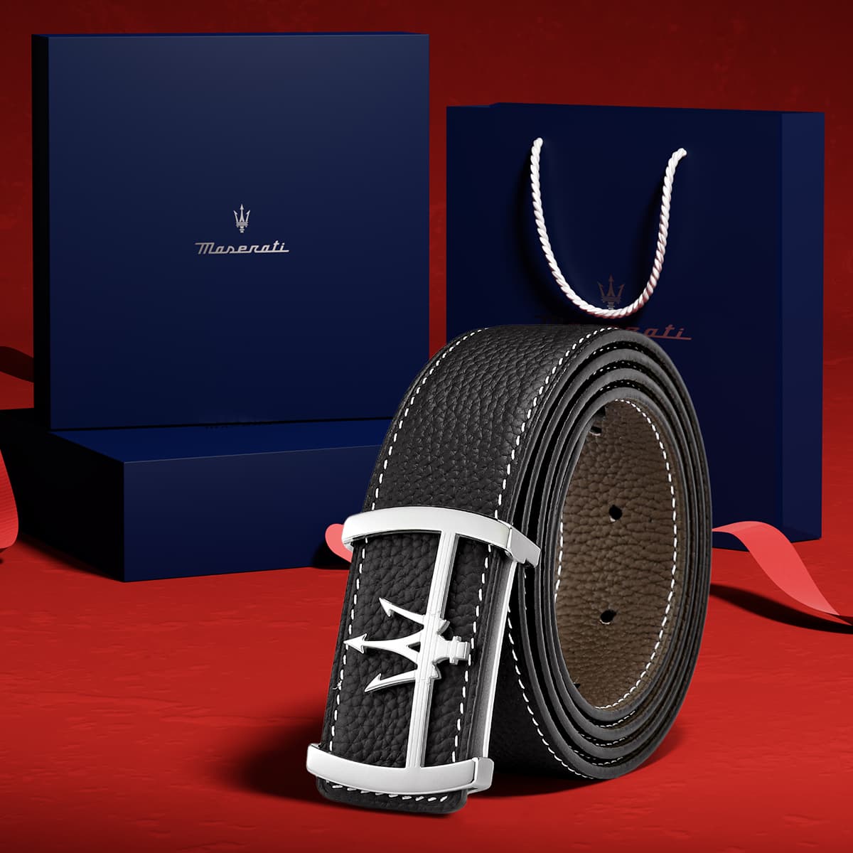 Ремень Maserati Ремни из коровьей кожи мужской черный слоновая серый ремешок 3,5 см бренд Counter - изображение 3