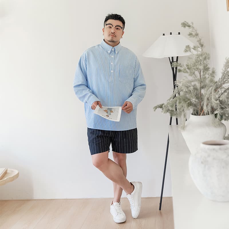 Рубашка WAYNEXZAVIER Blue Men's Shirts WAYNEXZAVIER Синий Мужские Рубашки - изображение 6