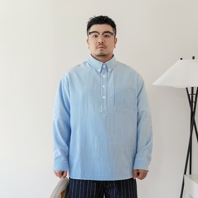 Рубашка WAYNEXZAVIER Blue Men's Shirts WAYNEXZAVIER Синий Мужские Рубашки - изображение 3