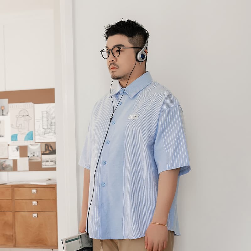 Рубашка WAYNEXZAVIER Blue Men's Shirts WAYNEXZAVIER Синий Мужские Рубашки - изображение 4