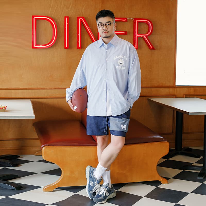 Рубашка WAYNEXZAVIER Blue Men's Shirts WAYNEXZAVIER Синий Мужские Рубашки - изображение 6