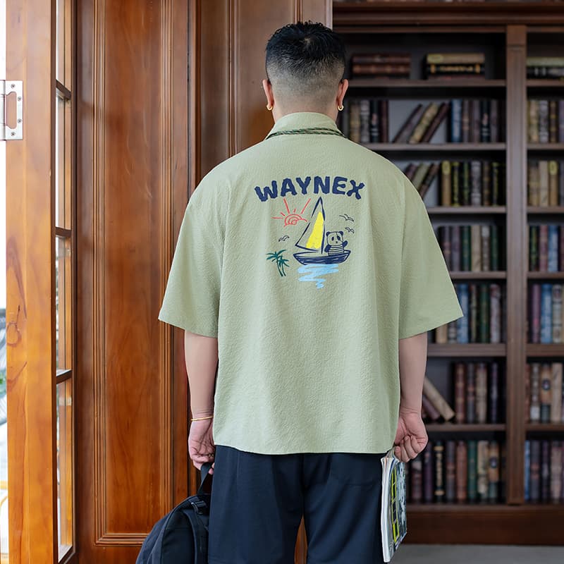Рубашка WAYNEXZAVIER Светло-зеленые мужские рубашки - изображение 4