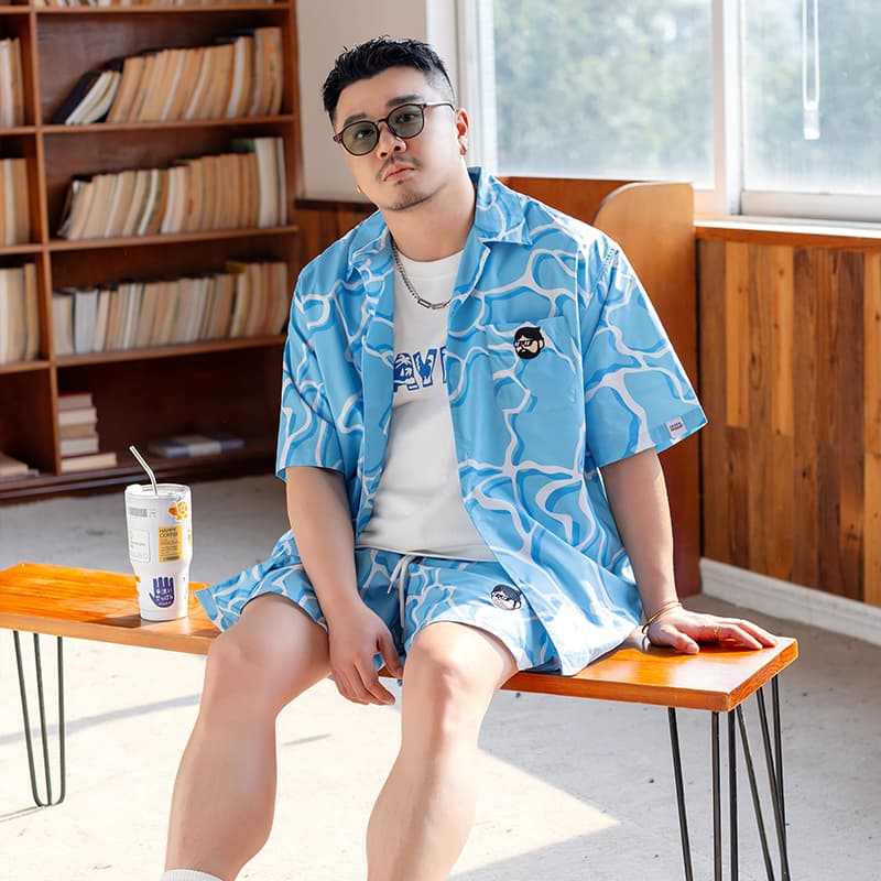 Рубашка WAYNEXZAVIER Blue Men's Shirts WAYNEXZAVIER Синий Мужские Рубашки - изображение 8