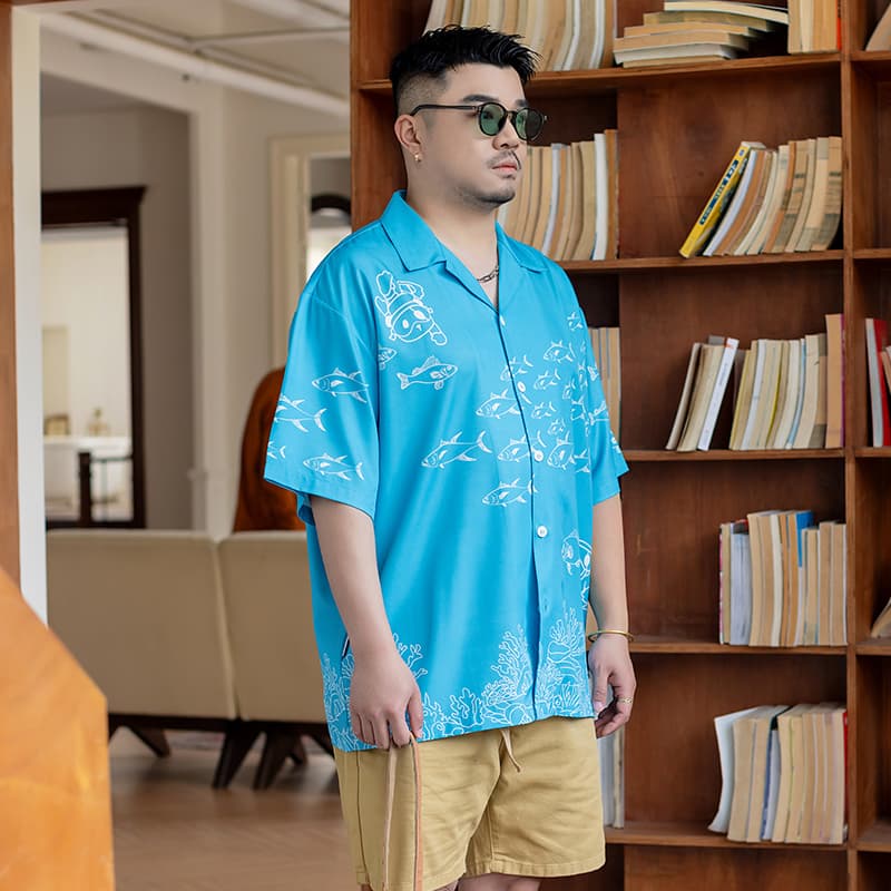 Рубашка WAYNEXZAVIER Blue Men's Shirts WAYNEXZAVIER Синий Мужские Рубашки - изображение 6