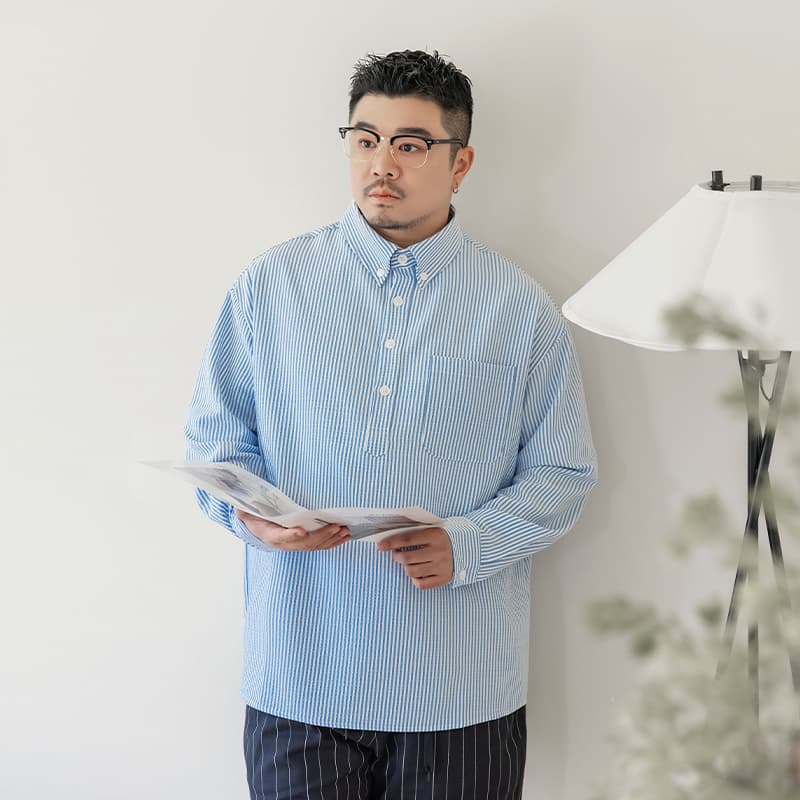 Рубашка WAYNEXZAVIER Blue Men's Shirts WAYNEXZAVIER Синий Мужские Рубашки - изображение 7