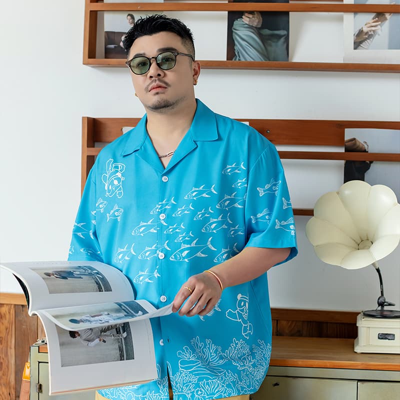 Рубашка WAYNEXZAVIER Blue Men's Shirts WAYNEXZAVIER Синий Мужские Рубашки - изображение 8