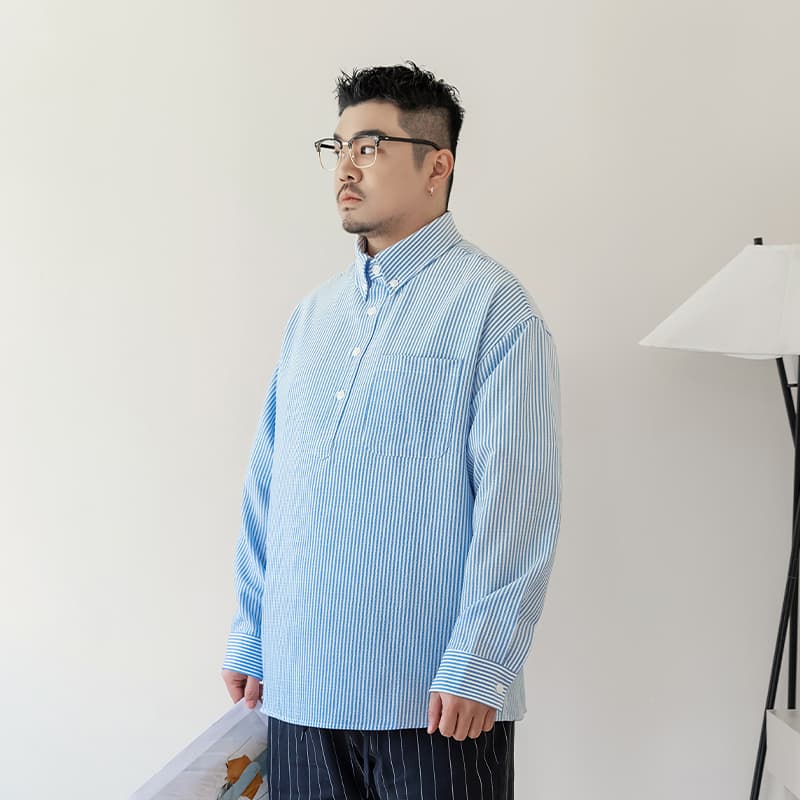 Рубашка WAYNEXZAVIER Blue Men's Shirts WAYNEXZAVIER Синий Мужские Рубашки - изображение 4