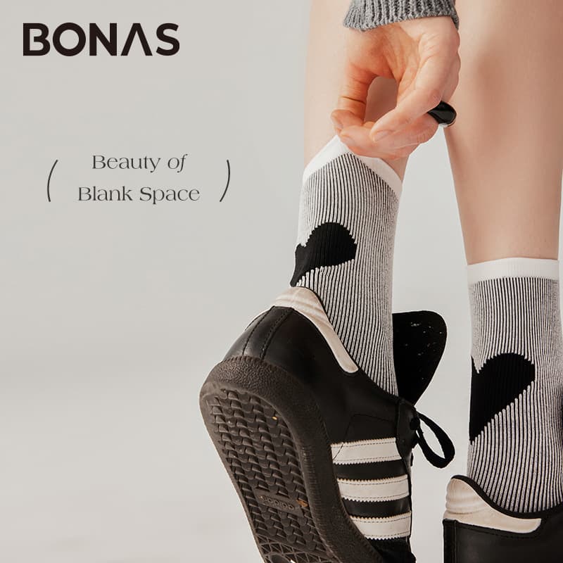 Носки BONAS Сердце Черный + Сердце Зеленый + Сердце Кофейный Женские носки Crew - изображение 2
