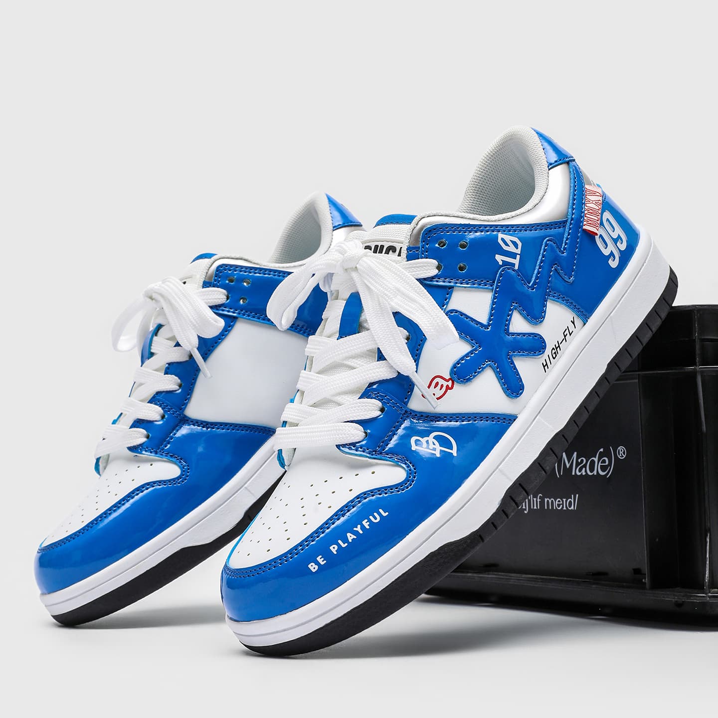Кроссовки B.DUCK Hook Storm Lightning Американский Гонки Граффити Уличная одежда Лакированная кожа - изображение 3