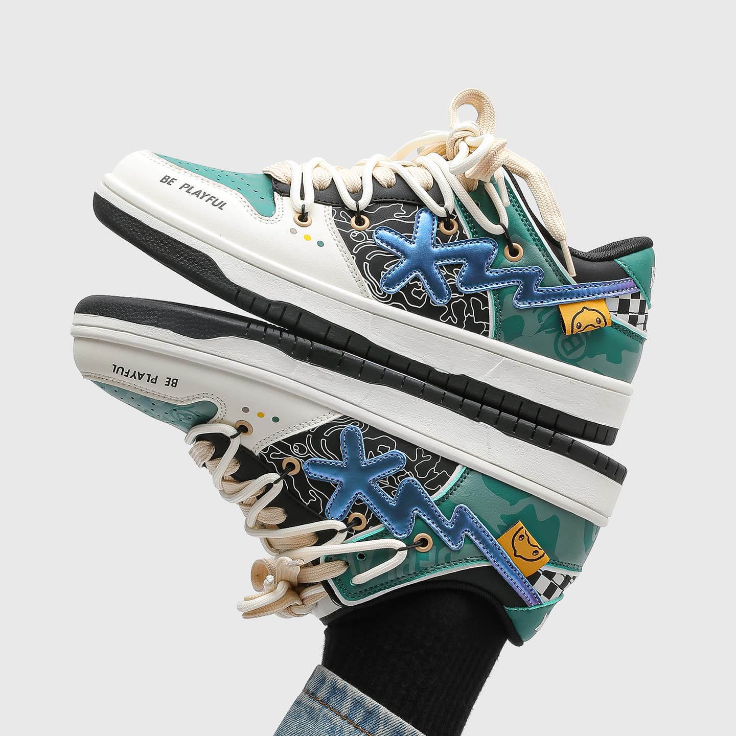 Кроссовки B.DUCK Hook Storm Lightning Мода Сияющий Роскошная Уличная Одежда Реверс Индивидуальный Трендовый Низкий Топ - изображение 4
