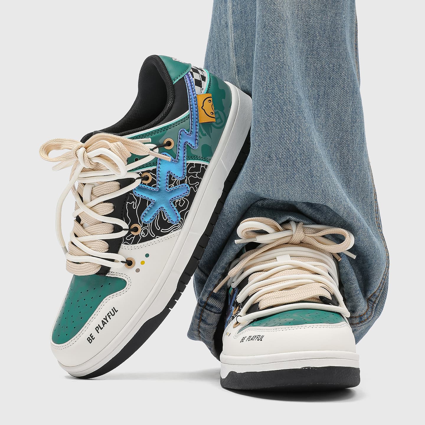 Кроссовки B.DUCK Hook Storm Lightning Мода Сияющий Роскошная Уличная Одежда Реверс Индивидуальный Трендовый Низкий Топ - изображение 7