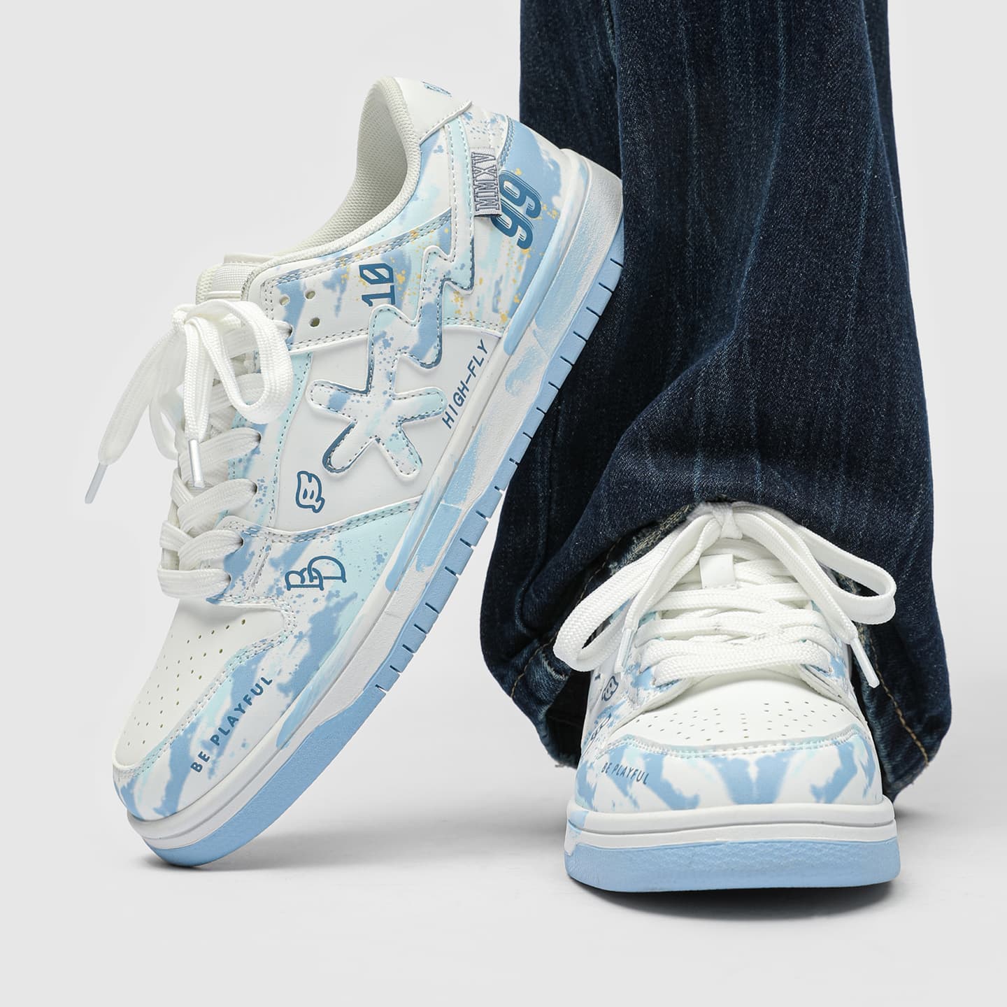 Кроссовки B.DUCK Hook Storm Lightning Ледяной синий Лошадь Год CNY визуально увеличивает рост Низкие кеды для скейтбординга - изображение 6
