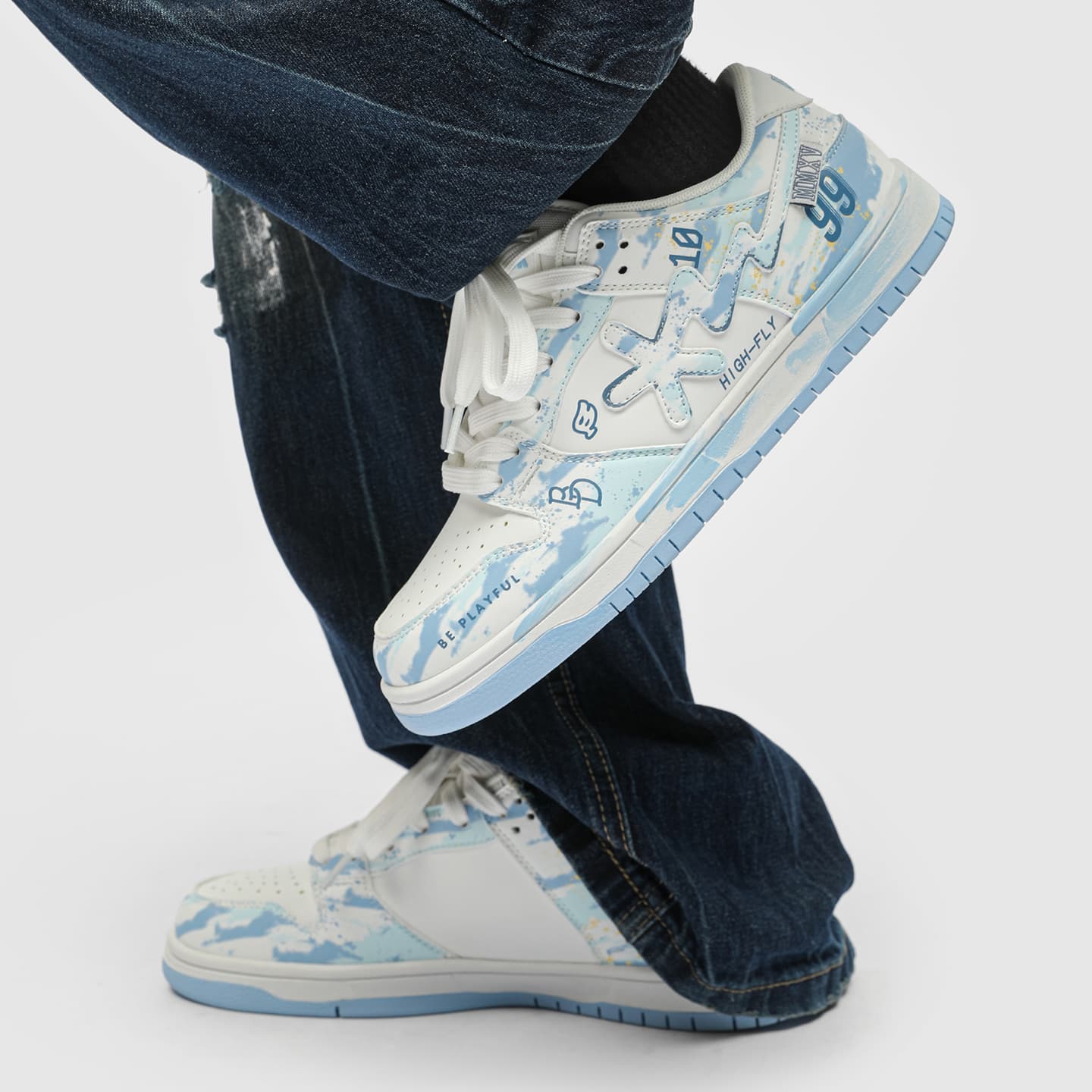 Кроссовки B.DUCK Hook Storm Lightning Ледяной синий Лошадь Год CNY визуально увеличивает рост Низкие кеды для скейтбординга - изображение 7