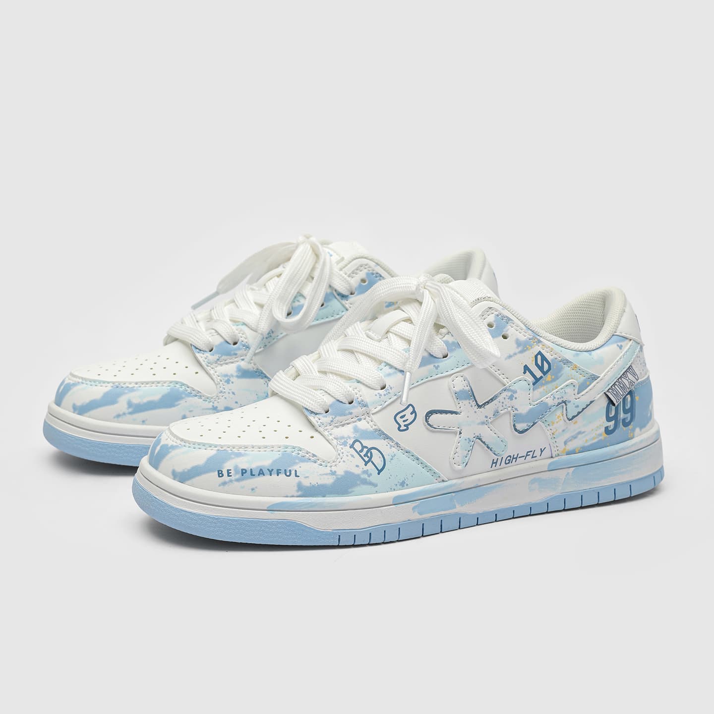 Кроссовки B.DUCK Hook Storm Lightning Ледяной синий Лошадь Год CNY визуально увеличивает рост Низкие кеды для скейтбординга - изображение 3