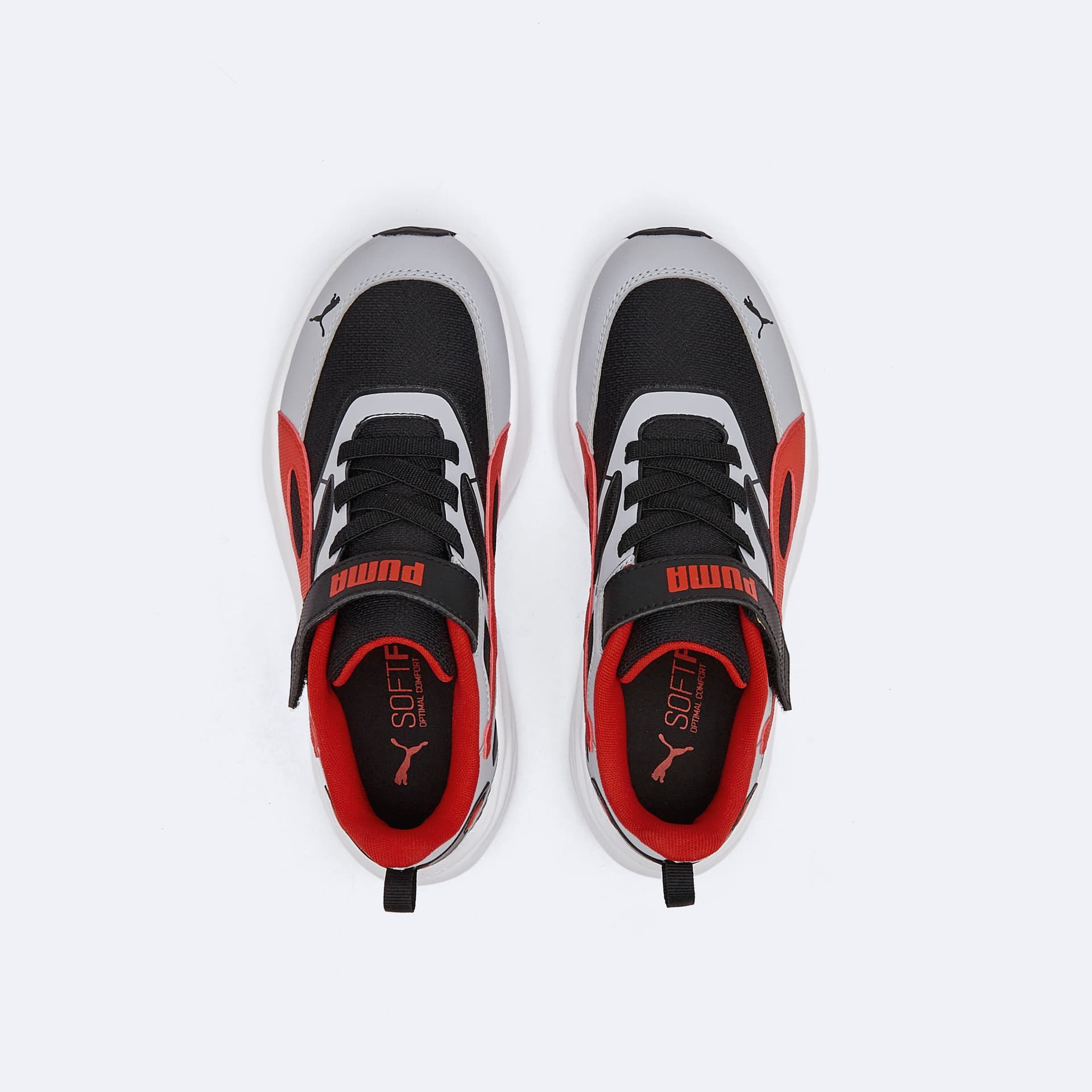 Кроссовки PUMA POUNCE LITE CM AC+ Детская беговая обувь Низкий топ Светло-серый Красный Черный Kids - изображение 3