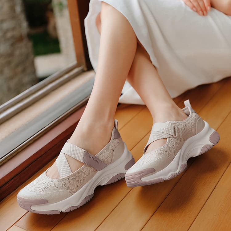 Skechers MOONHIKER Платформа Туфли Мэри Джейн Женские Бежевые - изображение 8