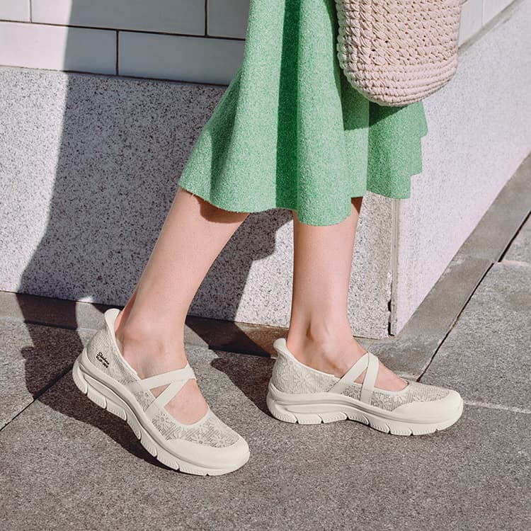Skechers Modern D'Lux Кисти рук Бесплатно Slip-On Обувь Платформа Туфли Мэри Джейн Женские Белые - изображение 7
