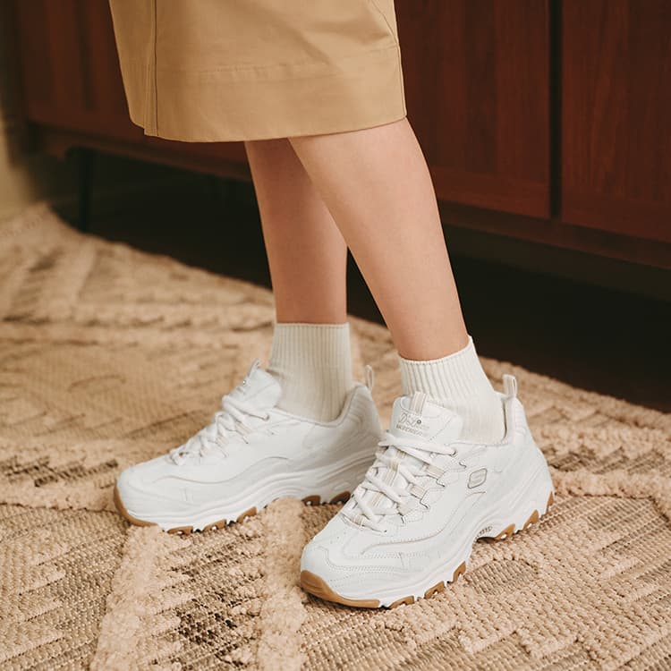 Кроссовки Skechers D'Lites 1,0 Low Топ Массивные кроссовки Women's White Желтый - изображение 8