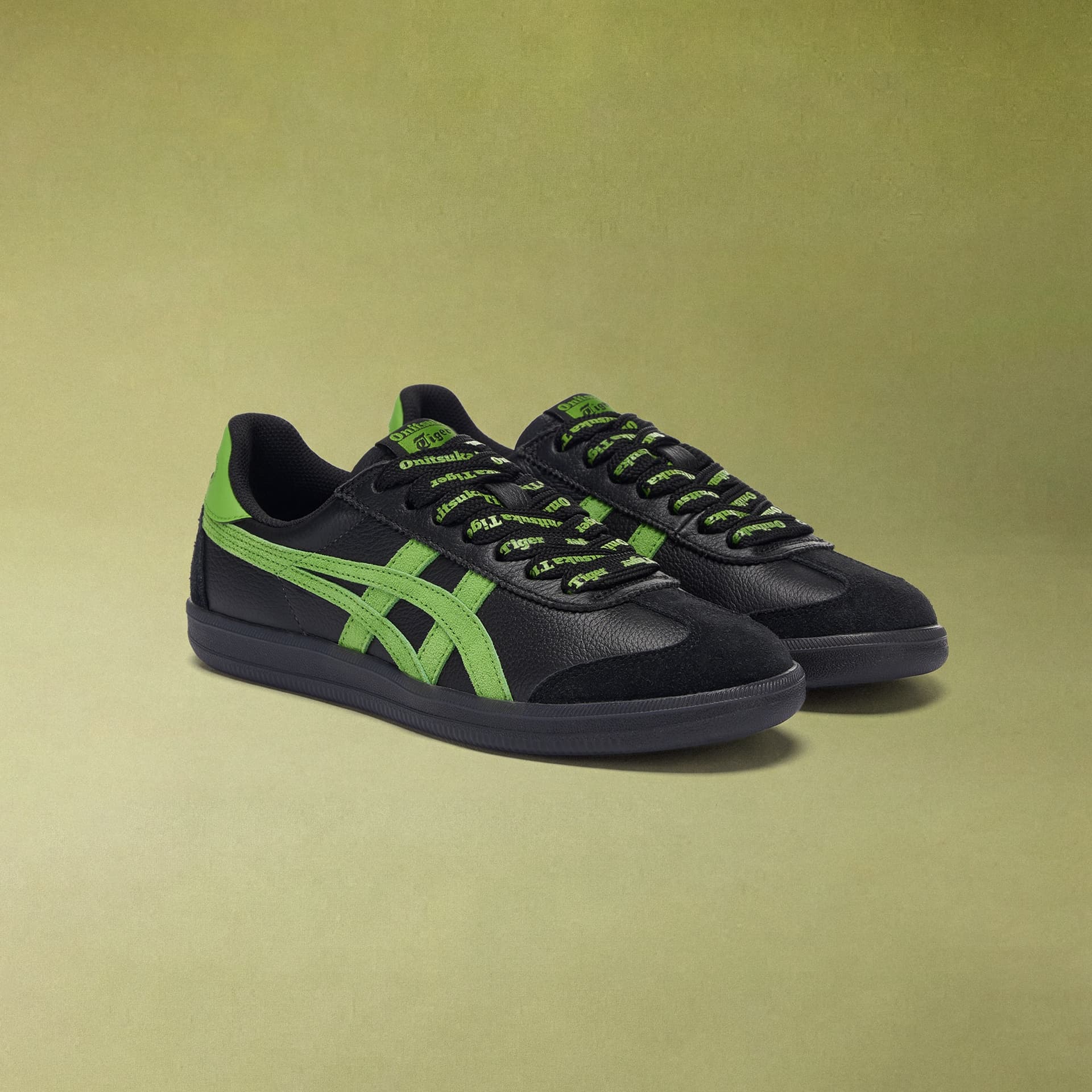Кроссовки Onitsuka Tiger Tokuten Кеды немецкой армии (GAT) Low Топ Черный Зеленый Унисекс - изображение 8